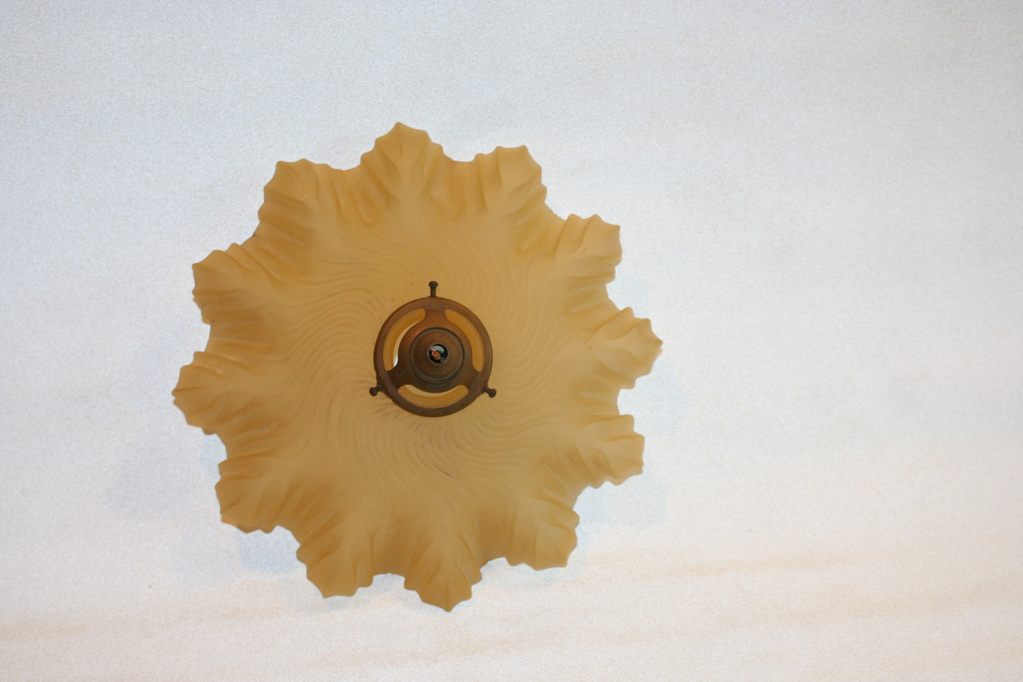 Pleated yellow glass lampshade