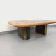 Vintage Brutalist Stone and Oak Coffee Table from the 70s 80s