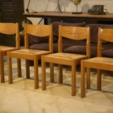 Set of 4 elm chairs Maison Regain 1960s