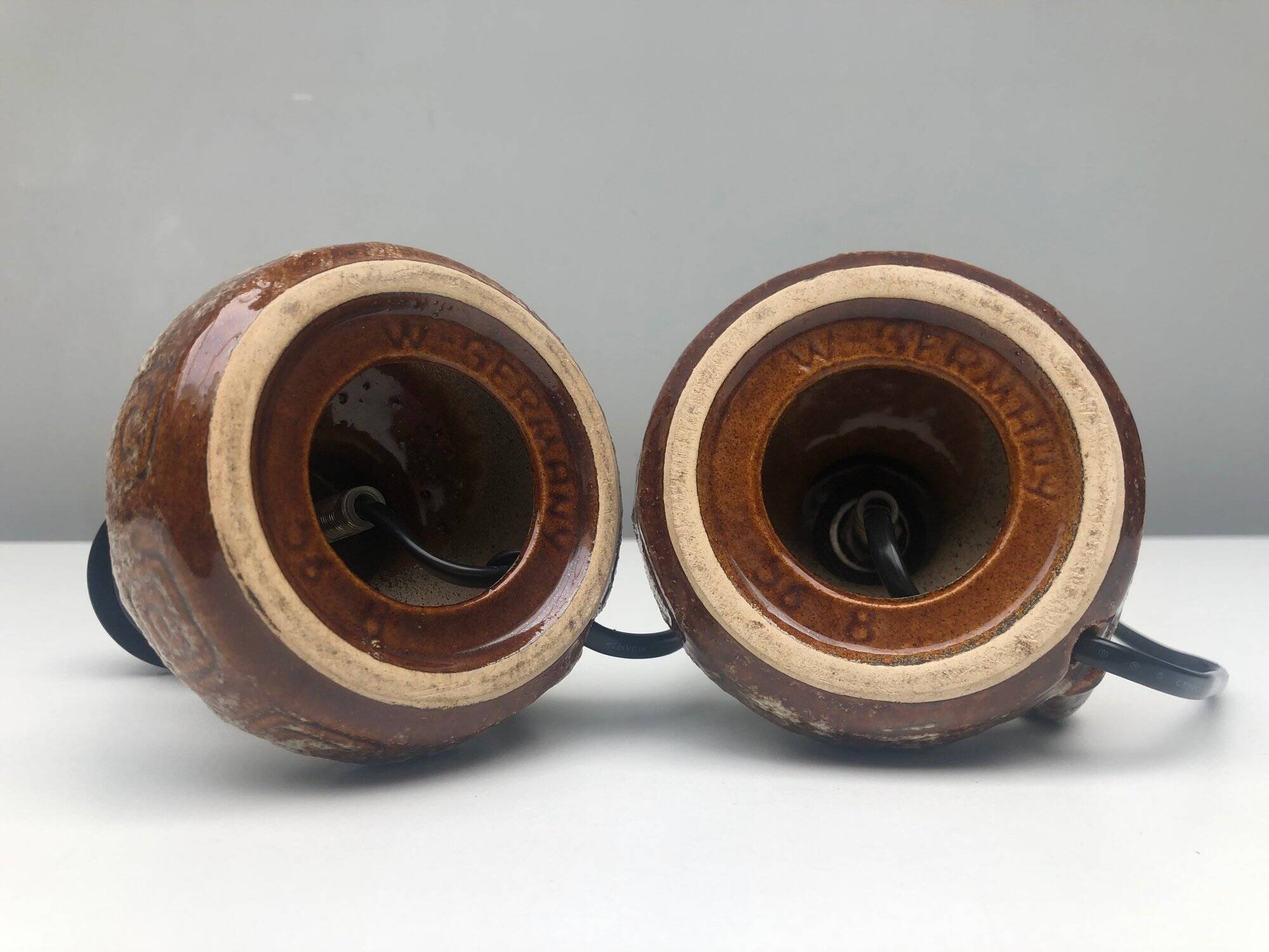 pair of ceramic bedside lamps "Fat-Lava", origin West Germany