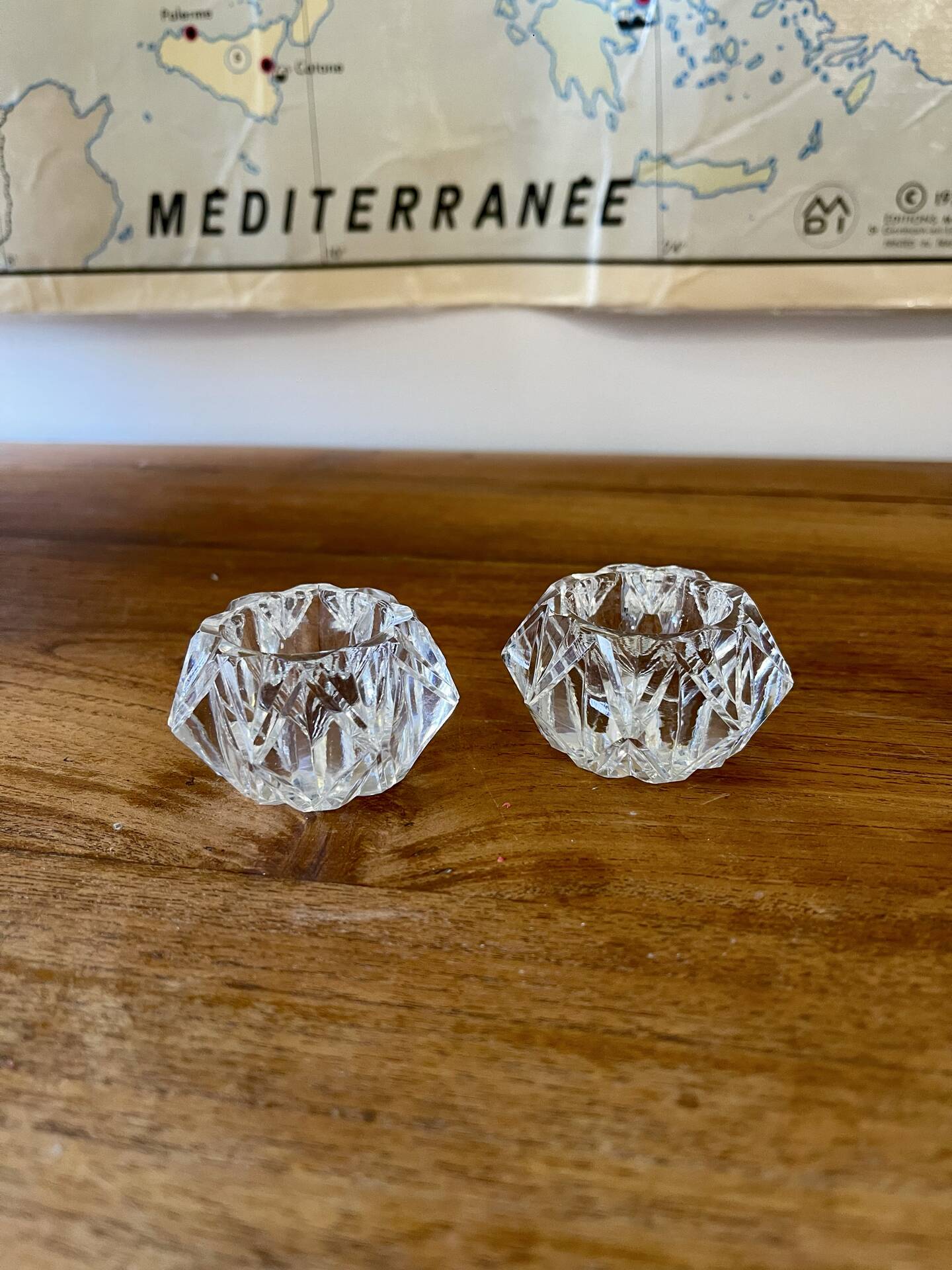 Pair of crystal salt shakers