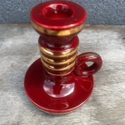 St-Clement Bordeaux Ceramic Candle Holder with Gold Trim - 50s