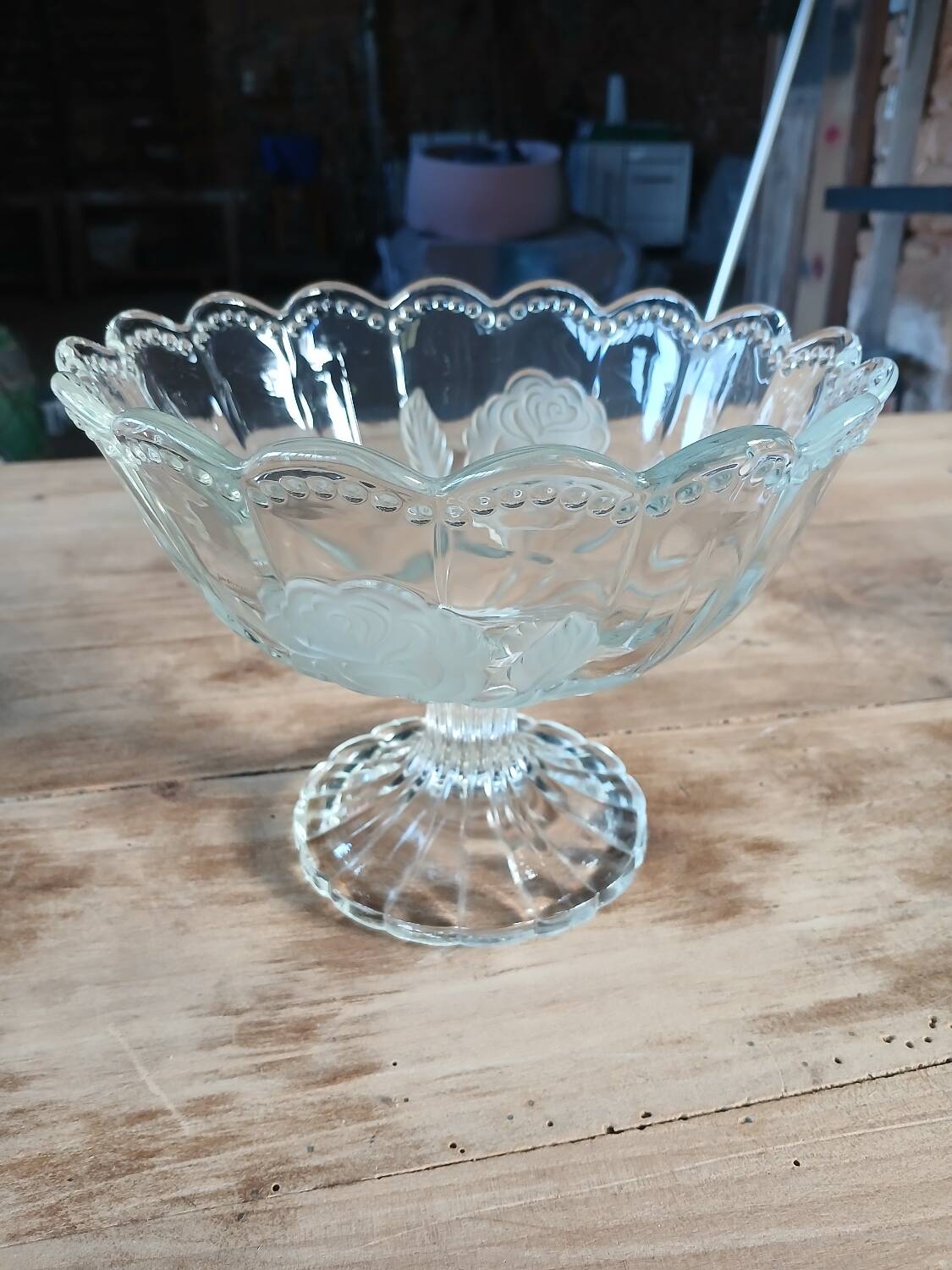 Antique glass fruit bowl