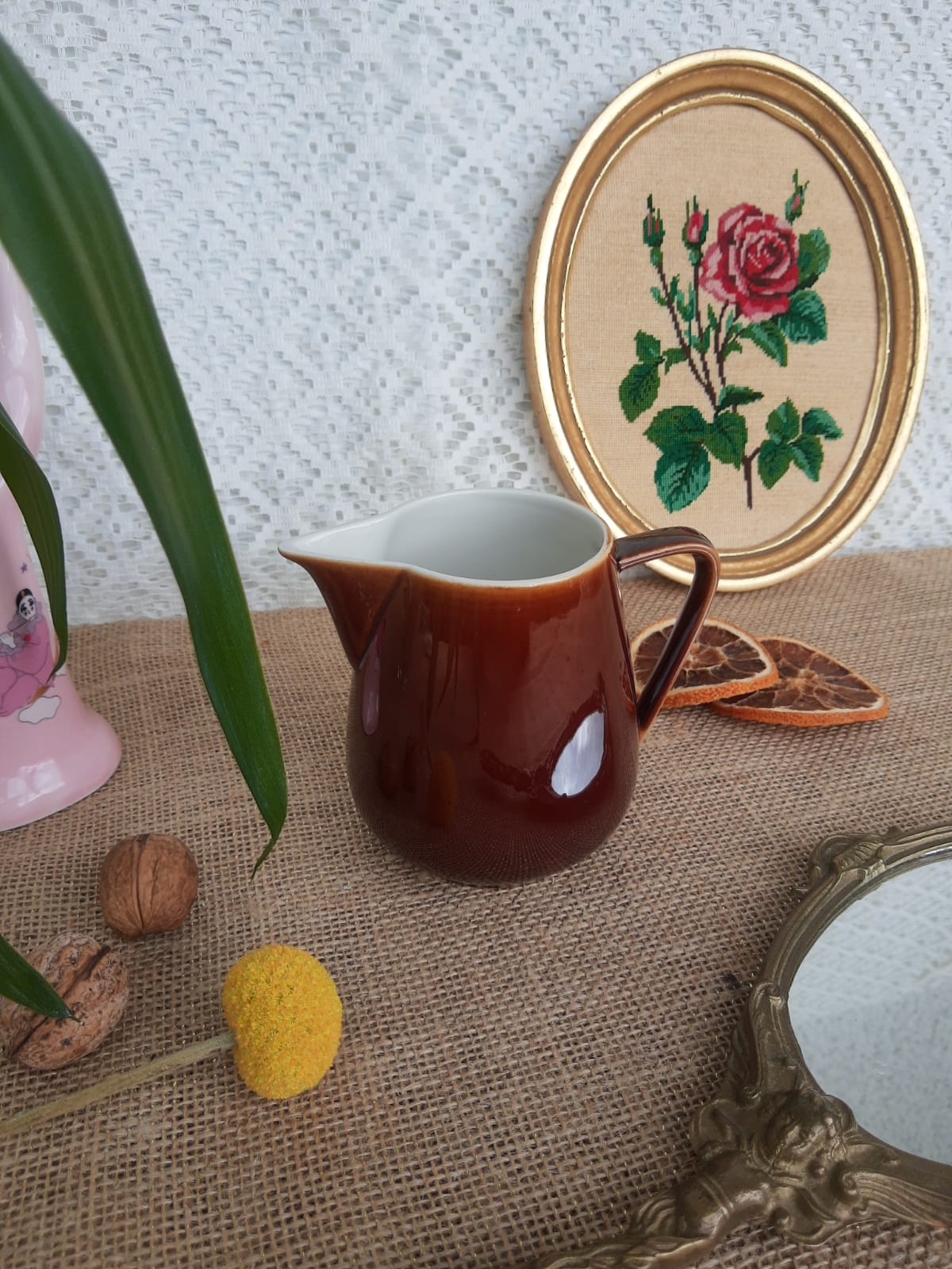 Brown glazed milk jar Villeroy & Boch Made in Luxembourg - vintage
