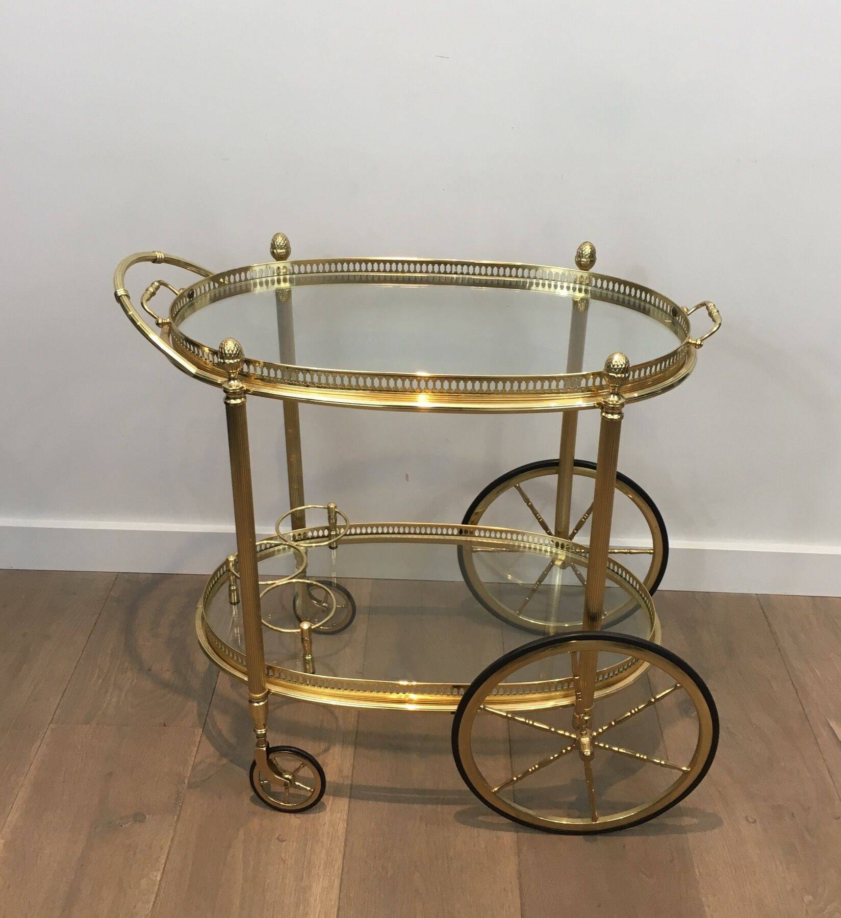 Oval Brass Rolling Table from Maison Baguès