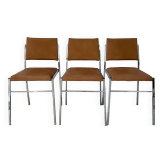 Set of 3 70s leatherette chairs