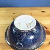 Large blue-brown glazed stoneware bowl signed, diameter 25cm