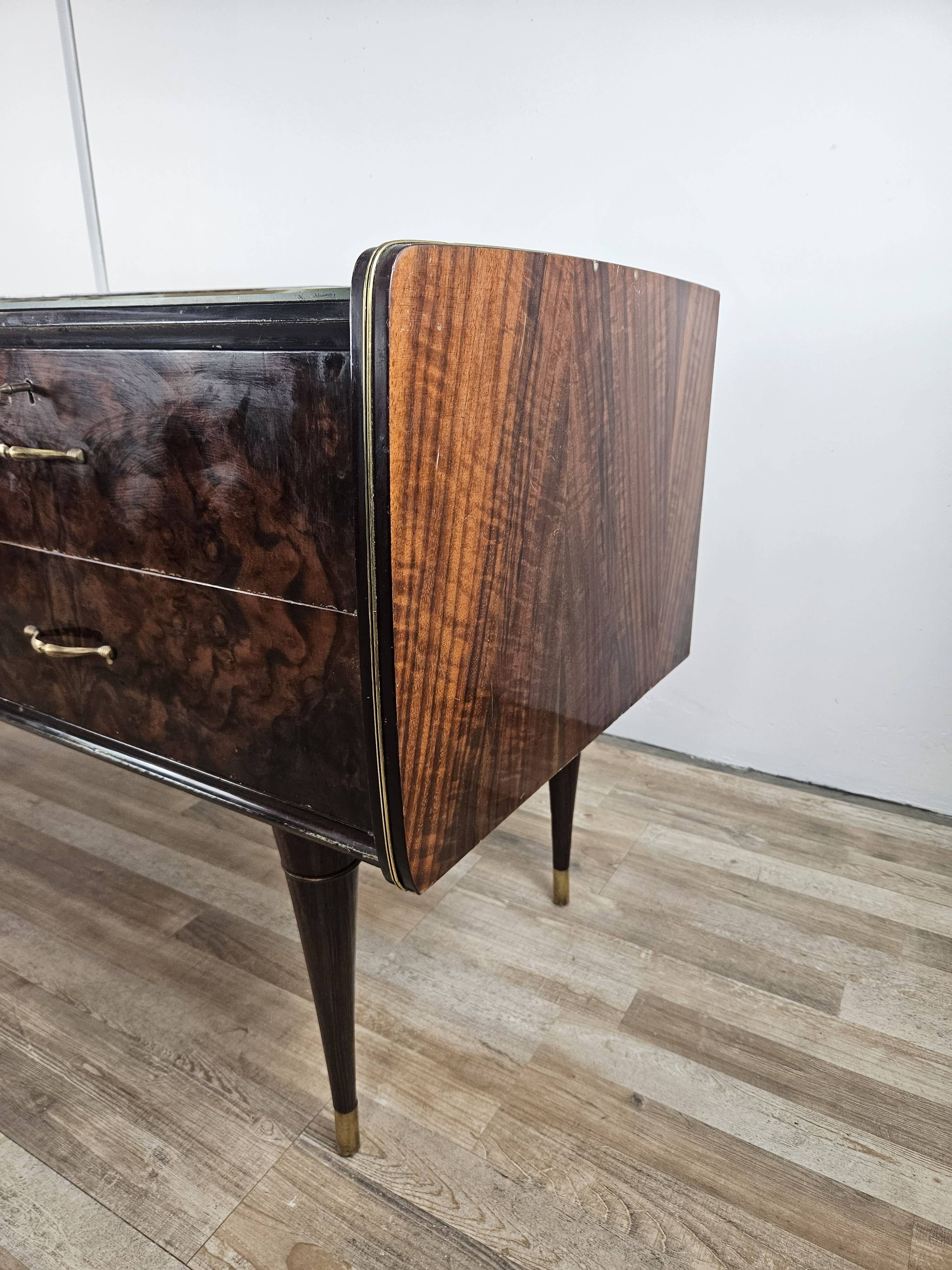 Mid Century 70's Chest of Drawers with Glass Top
