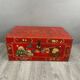 Antique Hand Painted Chest, Floral Decor on Red Background, 19th Century