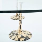 Table basse brutaliste fer forgé doré feuille d’or 1970