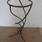 Support plantes en fer forgé noir, coupelle amovible