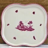 Round dish Gien model pink landscapes 1960 1971