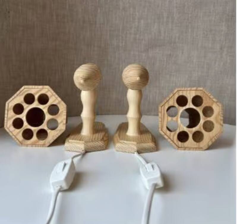 Pair wall sconces pine wood, swedish, 1970s