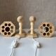 Pair wall sconces pine wood, swedish, 1970s