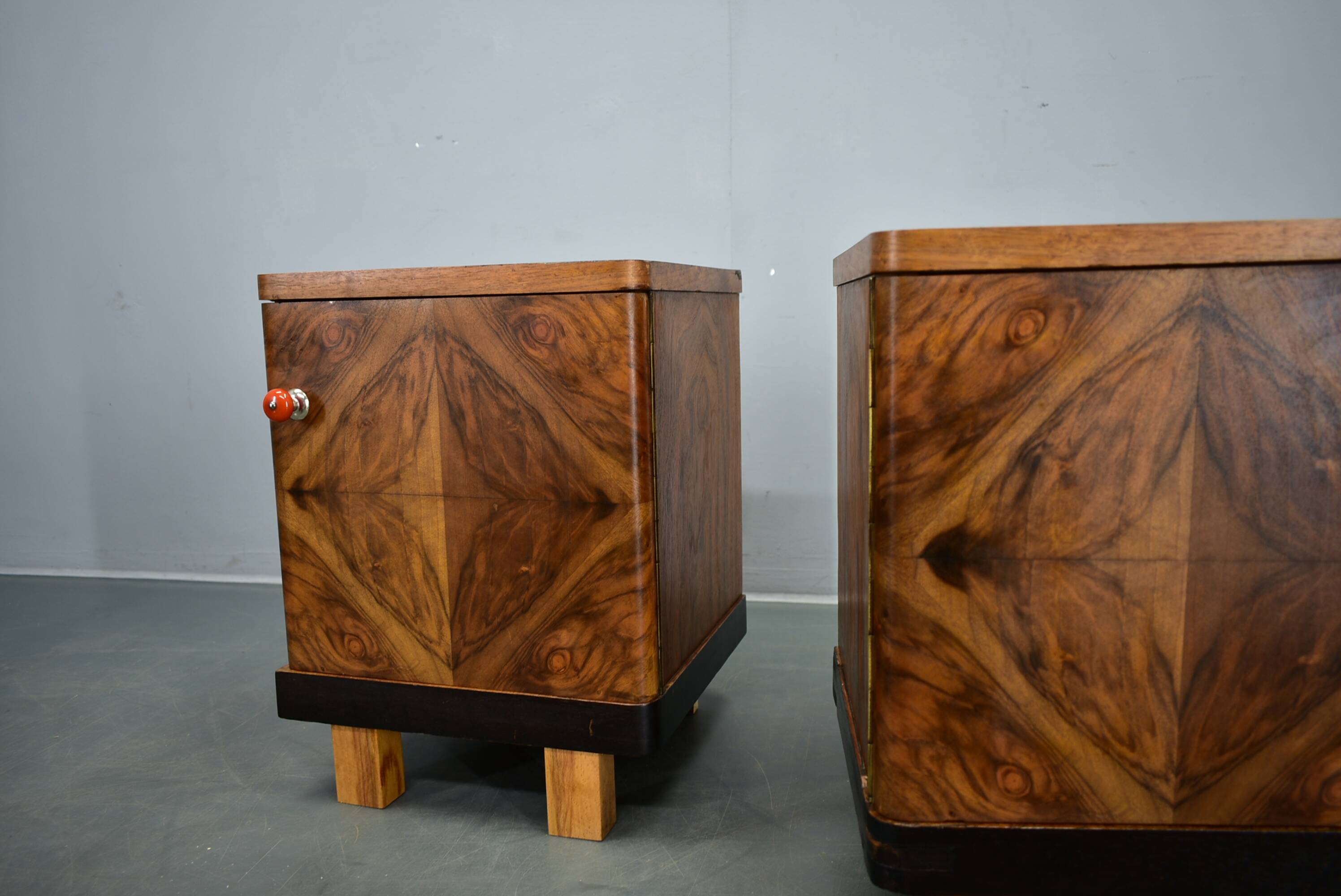 1938s pair of Art Deco bedside tables, Czechoslovakia