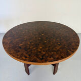Vintage marquetry wooden table designed by Dieter Waeckerlin for Idealheim an70.