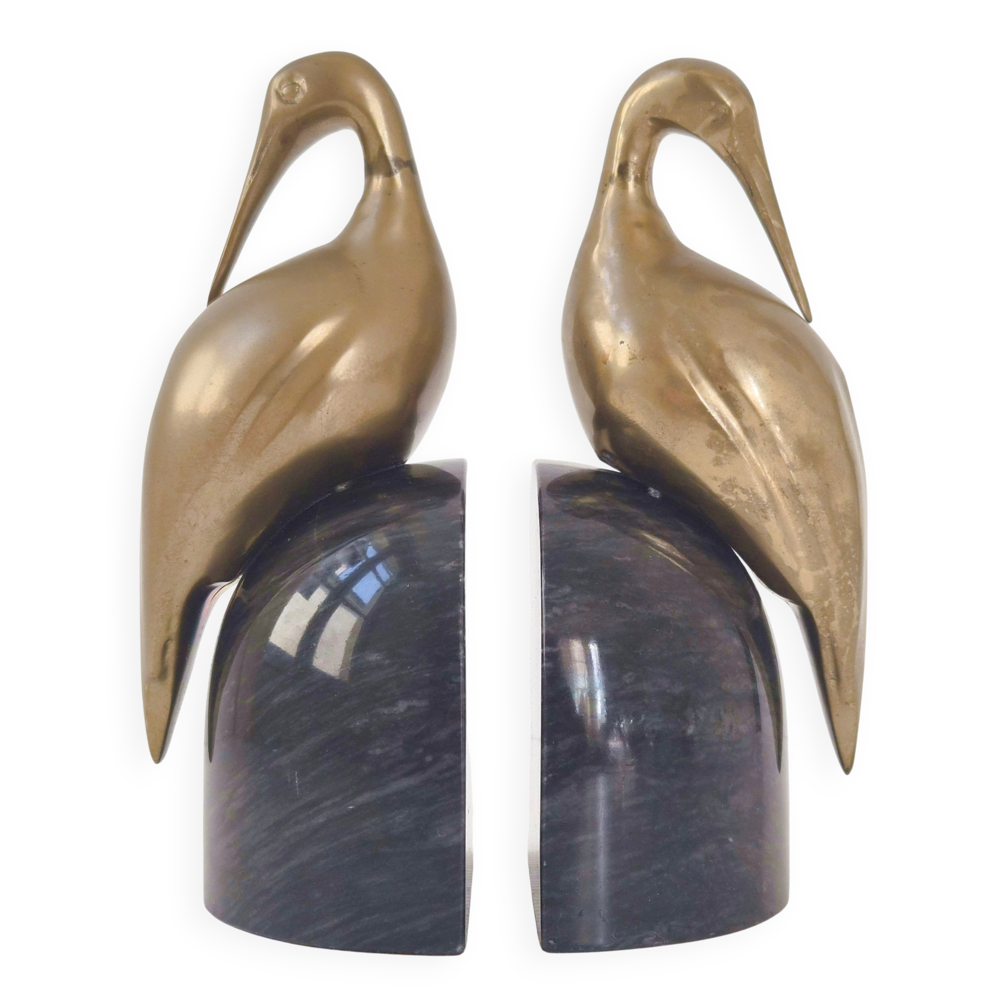 Pair of vintage 1970s heron bookends