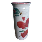 Signed scroll vase with poppy dragonfly decor