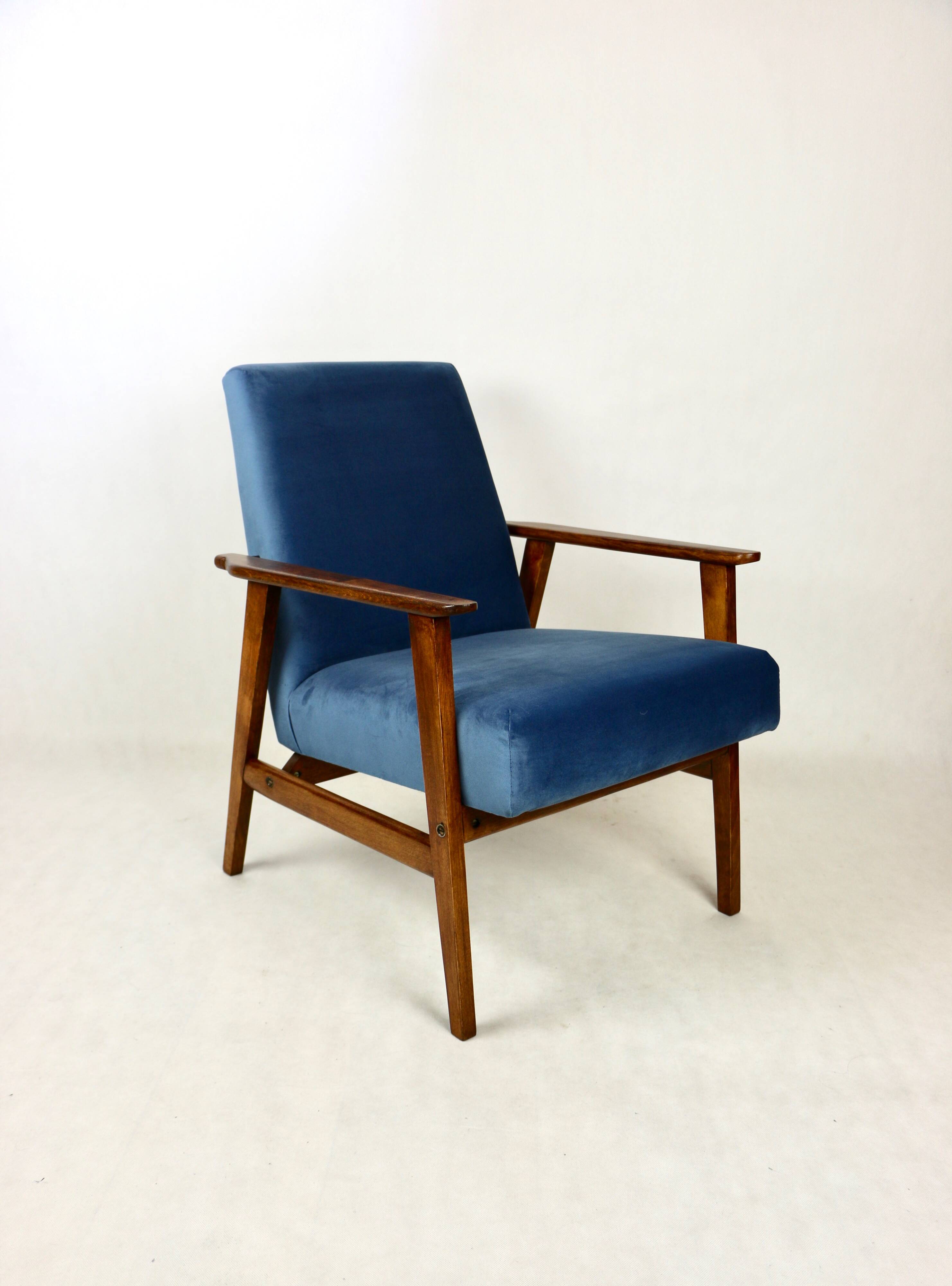 Vintage Ocean Blue Fox Easy Chair, 1970s