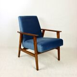 Vintage Ocean Blue Fox Easy Chair, 1970s