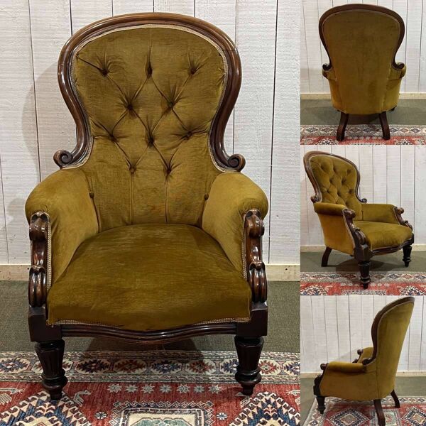 Fauteuil Victorien 19ème en acajou