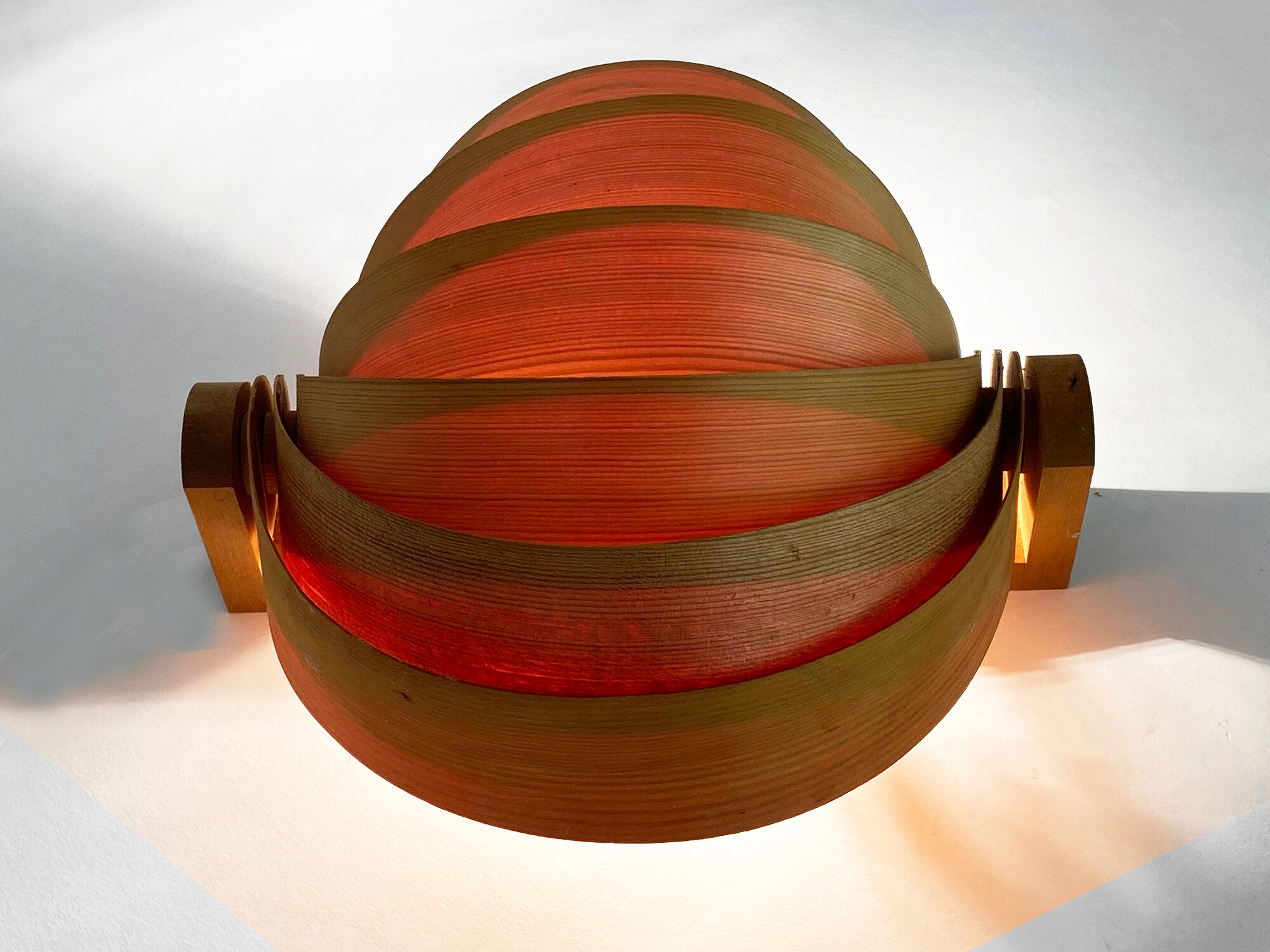 Pine veneer wall lamp/visor light by Translandia. Denmark 1960s