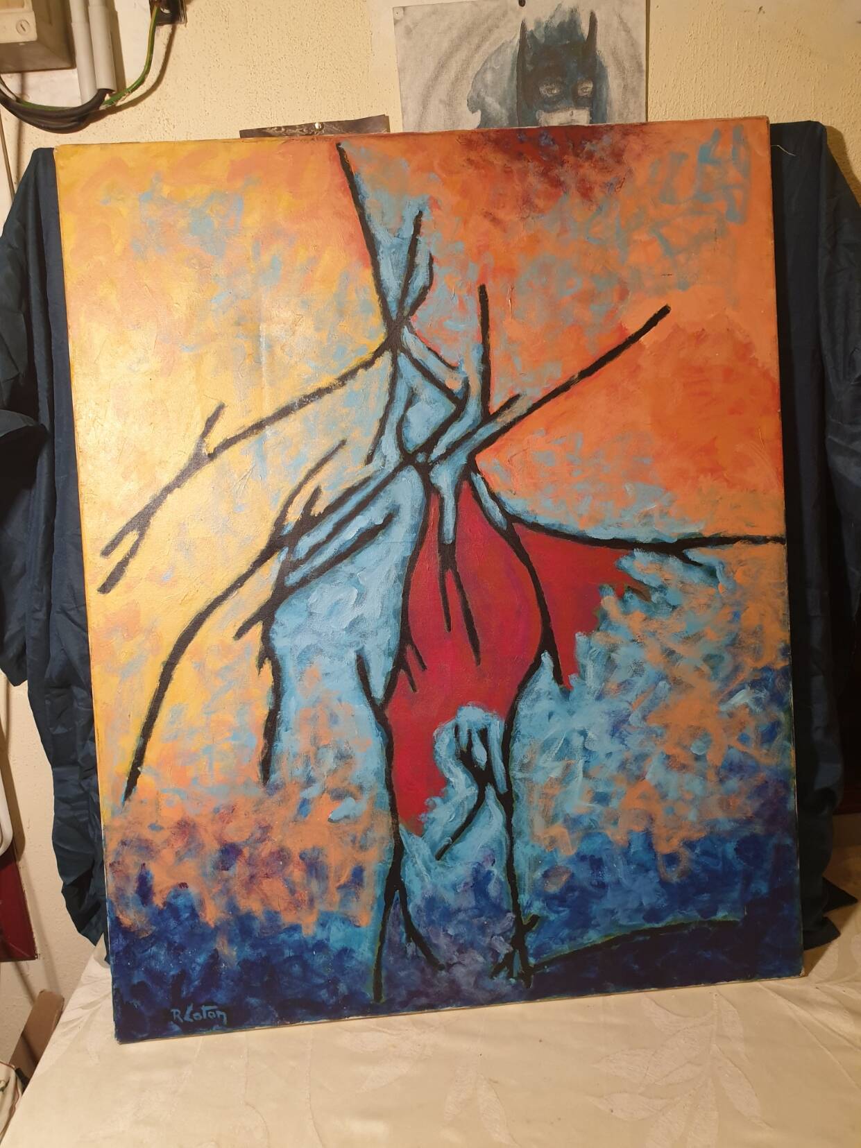 Large abstract painting Sons of light Raymond Loton