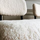 Pair of vintage chairs in sheep moumoute