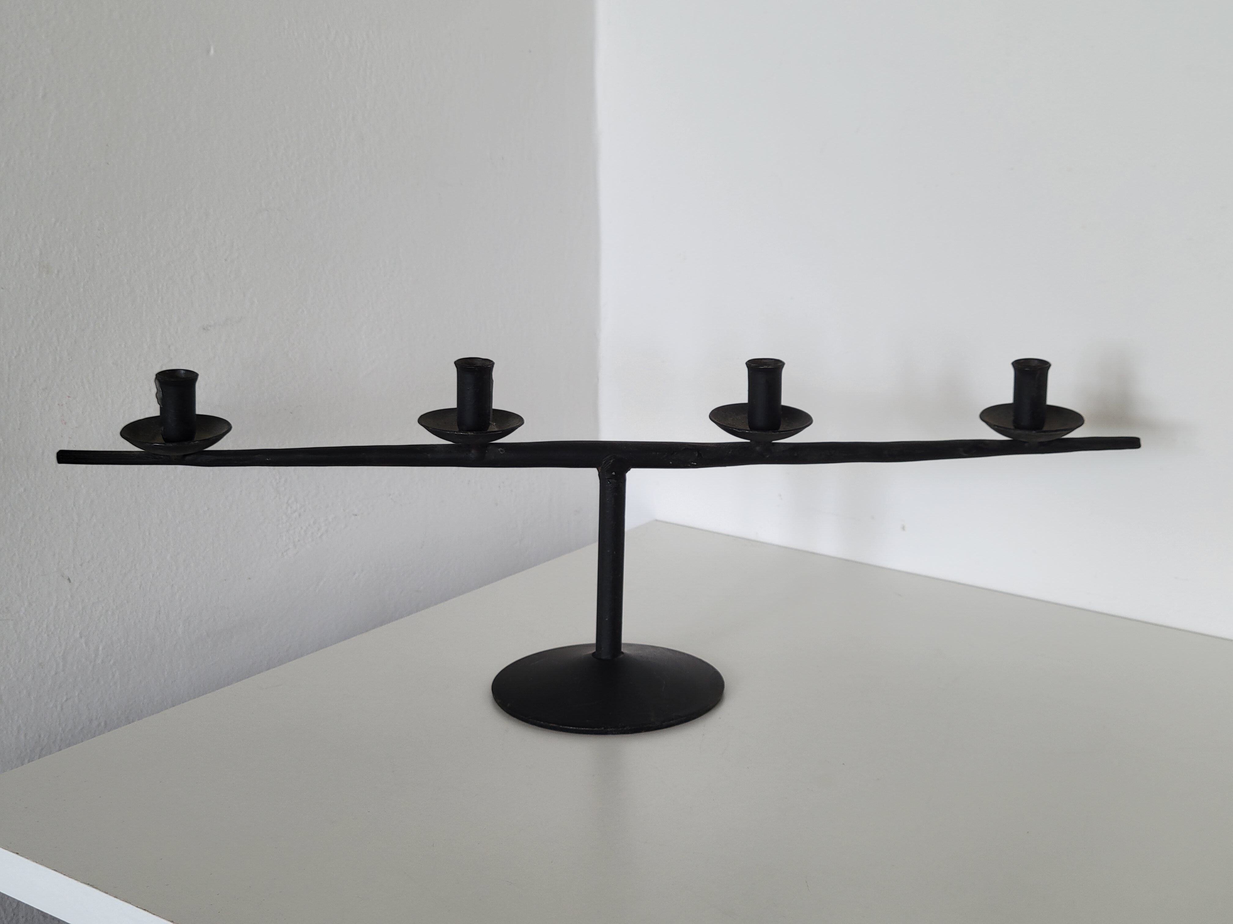 Brutalist candlestick candlestick with 4 metal branches