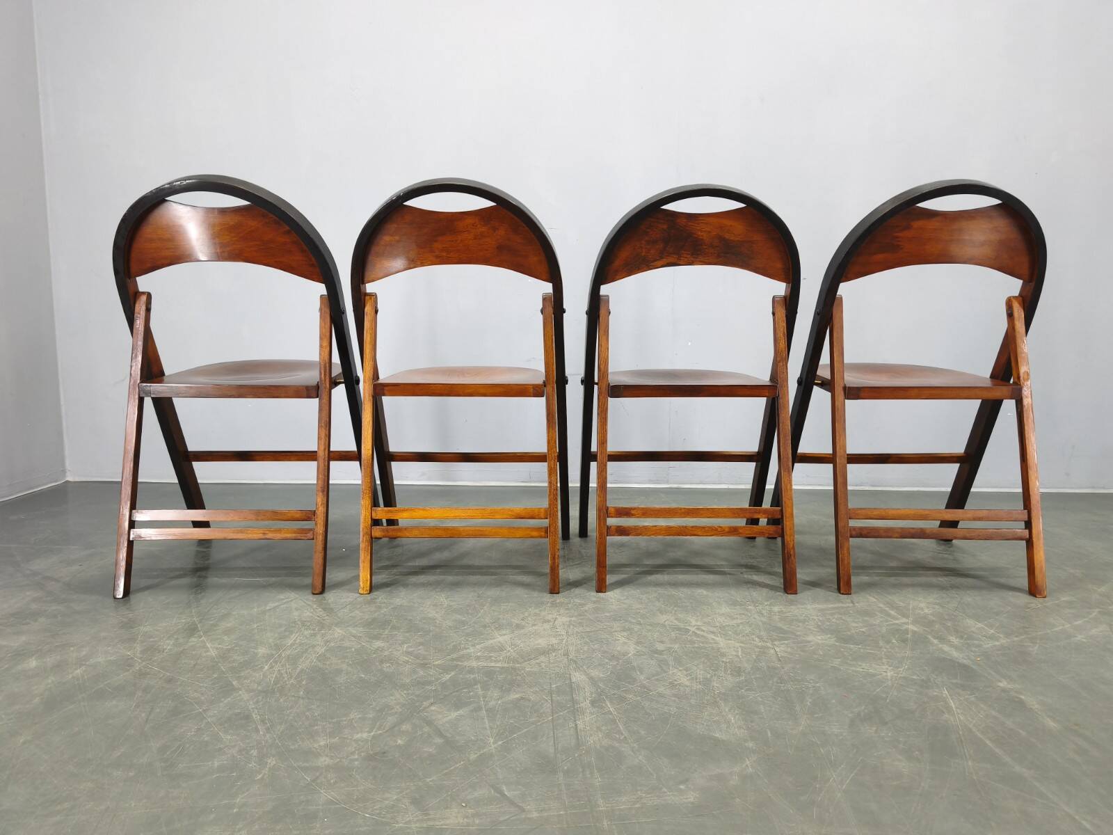 Set of Four Bauhaus Folding Chairs B751 by Ligna, Czechoslovakia 1930s