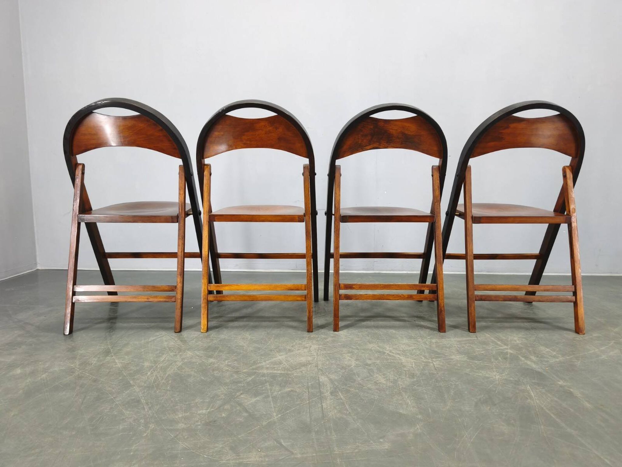 Set of Four Bauhaus Folding Chairs B751 by Ligna, Czechoslovakia 1930s