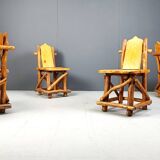 Vintage brutalist dining chairs, set of 4 - 1960s