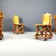 Vintage brutalist dining chairs, set of 4 - 1960s