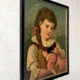 table in chromolithography framed early twentieth century