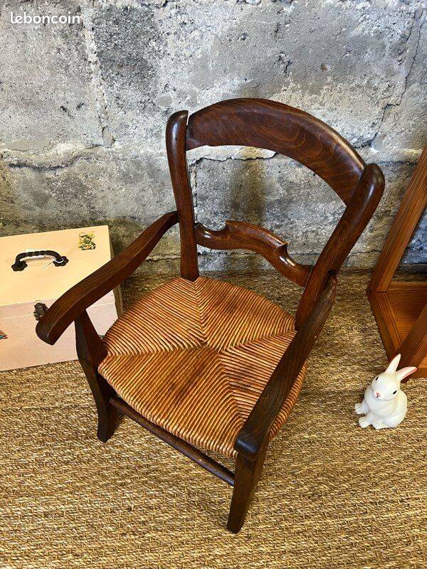 Fauteuil en paille vintage pour enfant
