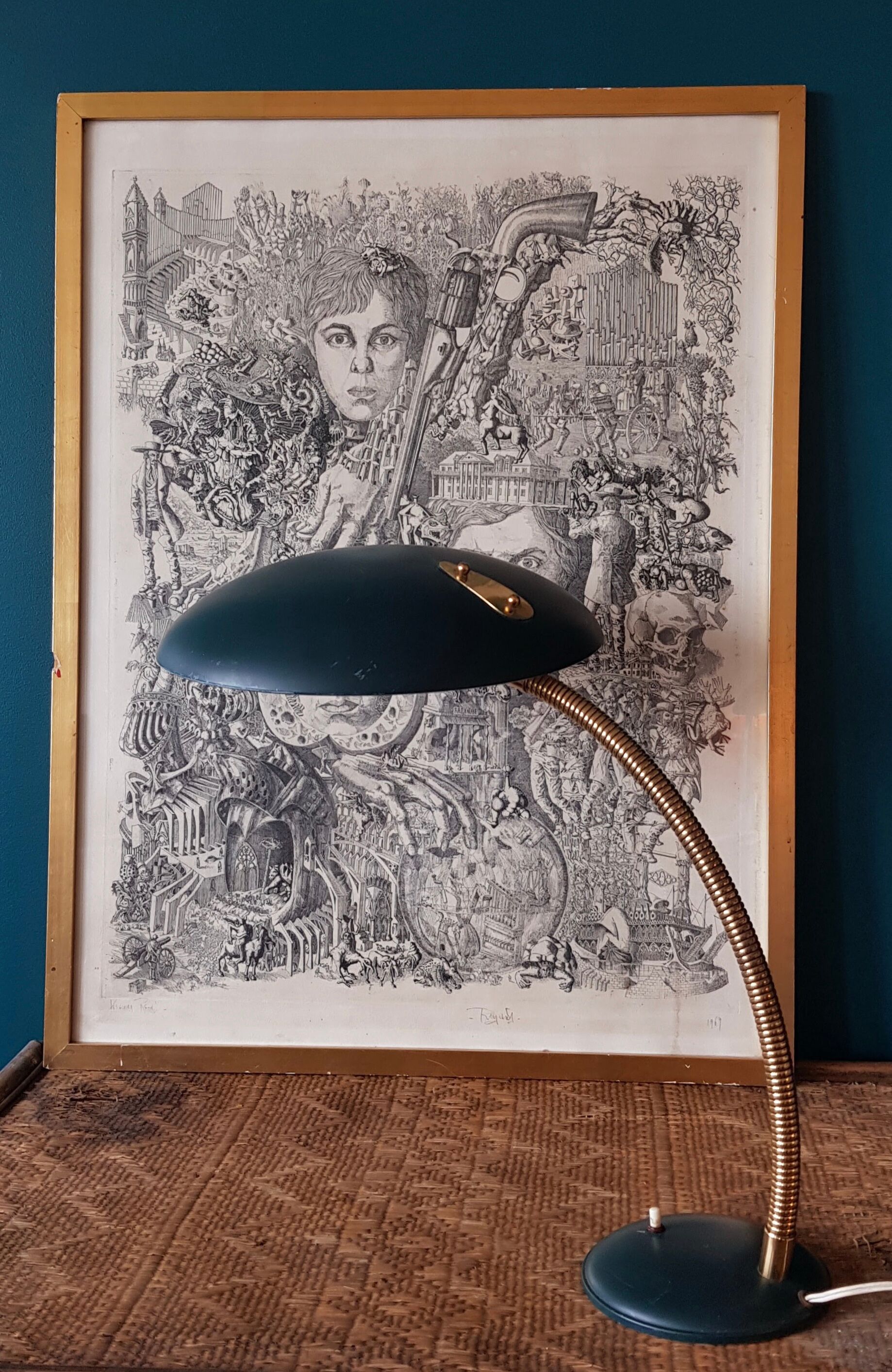 Bauhaus Office lamp green years 60 Philips