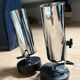 pair of 1970 vintage tube stainless steel or chrome or aluminium