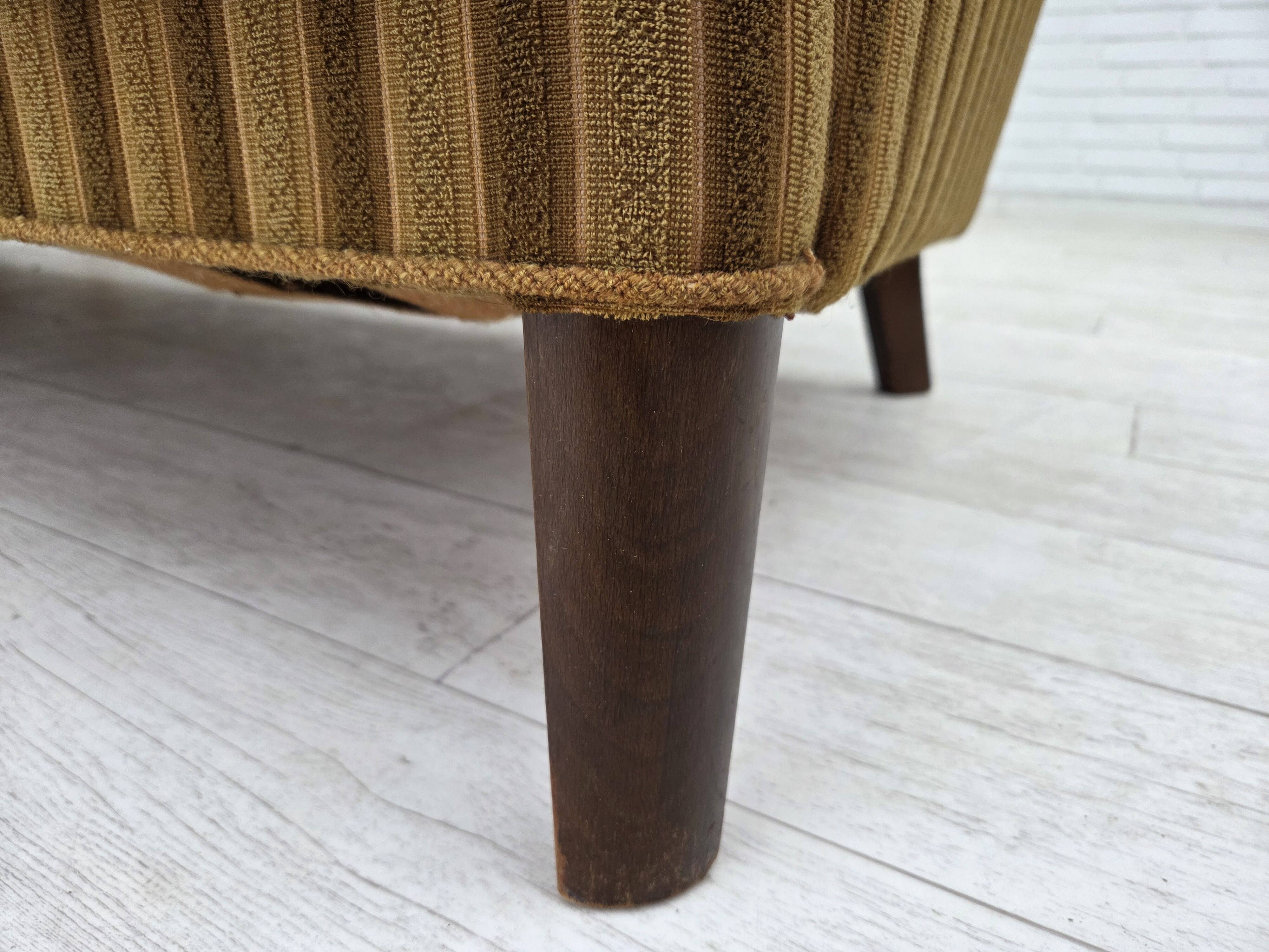 1960s, 3-seater Danish sofa, green furniture wool, original condition.