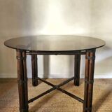 Round smoked glass table