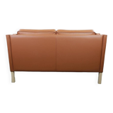 Borge Mogensen 2 seater cognac leather sofa model 2212 - newly reupholstered
