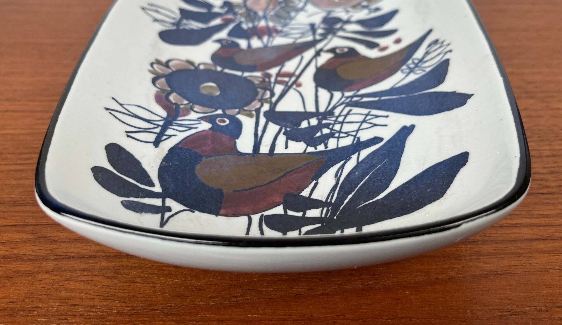 Mid-Century Modern Danish Porcelain Tenera Bowl with Bird Design by Kari Christensen for Aluminia Royal Copenhagen, 1960s