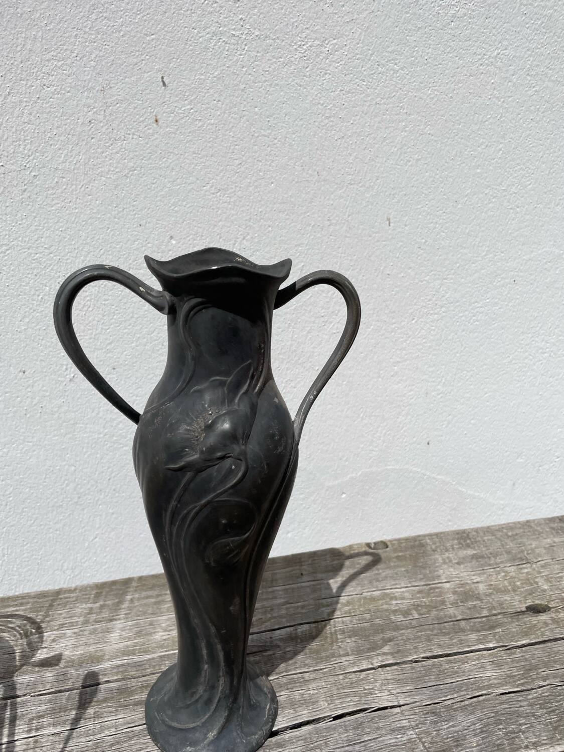 Art nouveau pewter vase 1900 signed