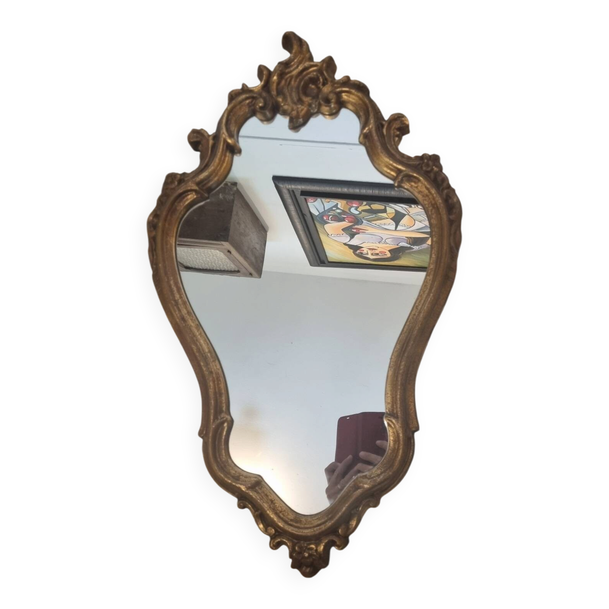 Louis XV style baroque gilded wood mirror (72x41 cm)