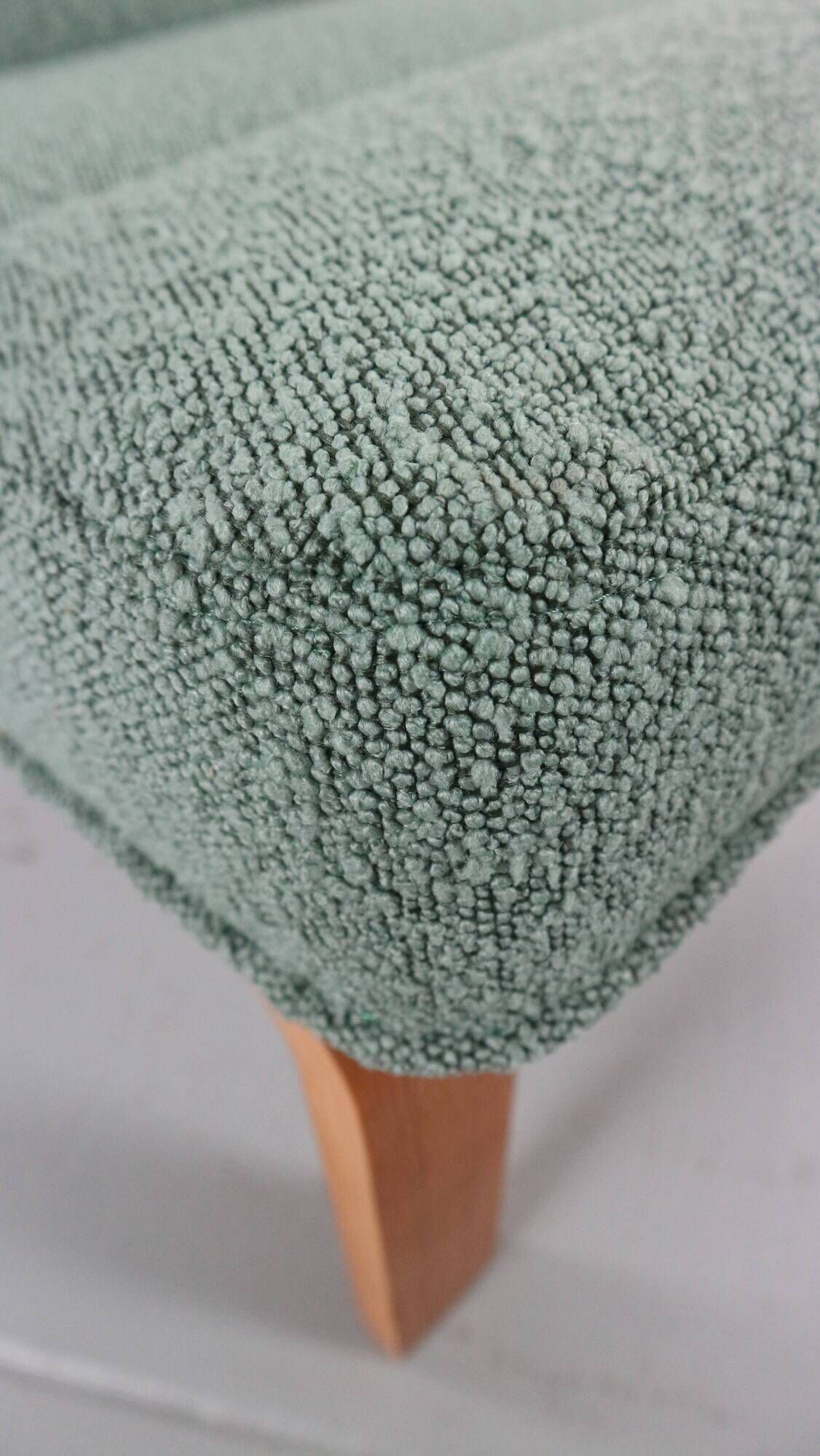 Danish Plywood Lounge Chair by Magnus Olesen,  in mint bouclé