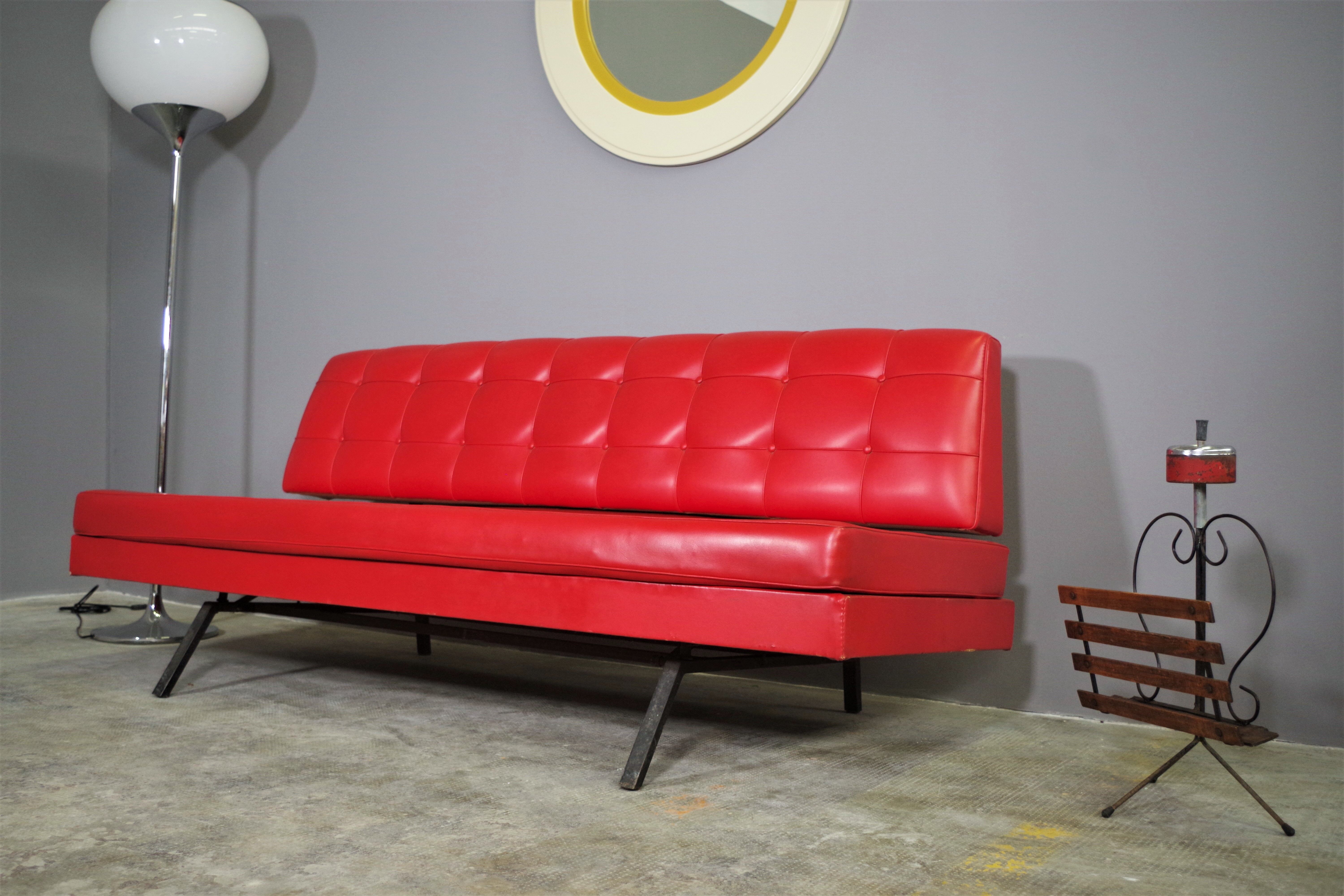 Red leatherette sofa, 1970s