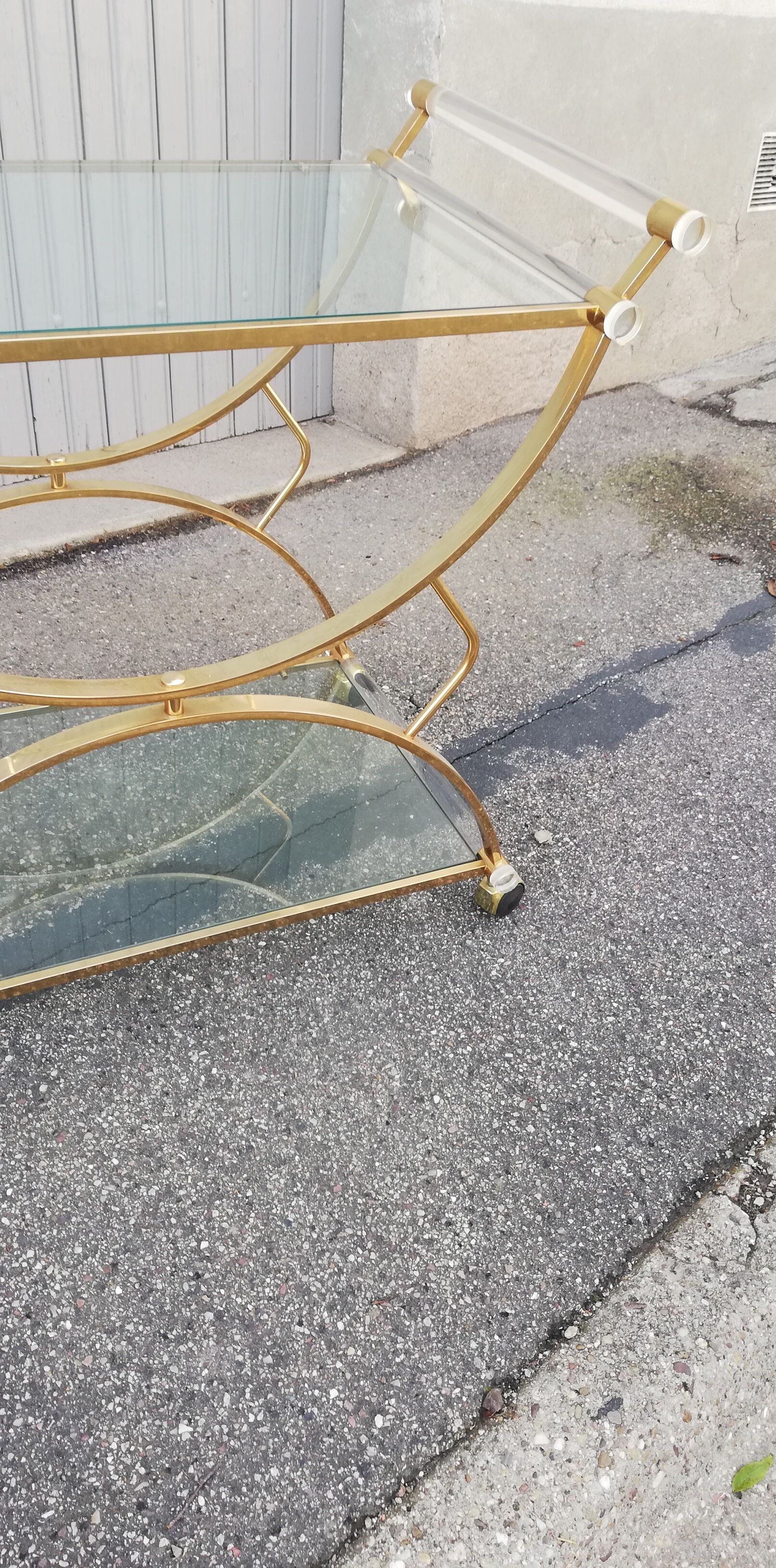 Vintage golden and glass kitchen trolley