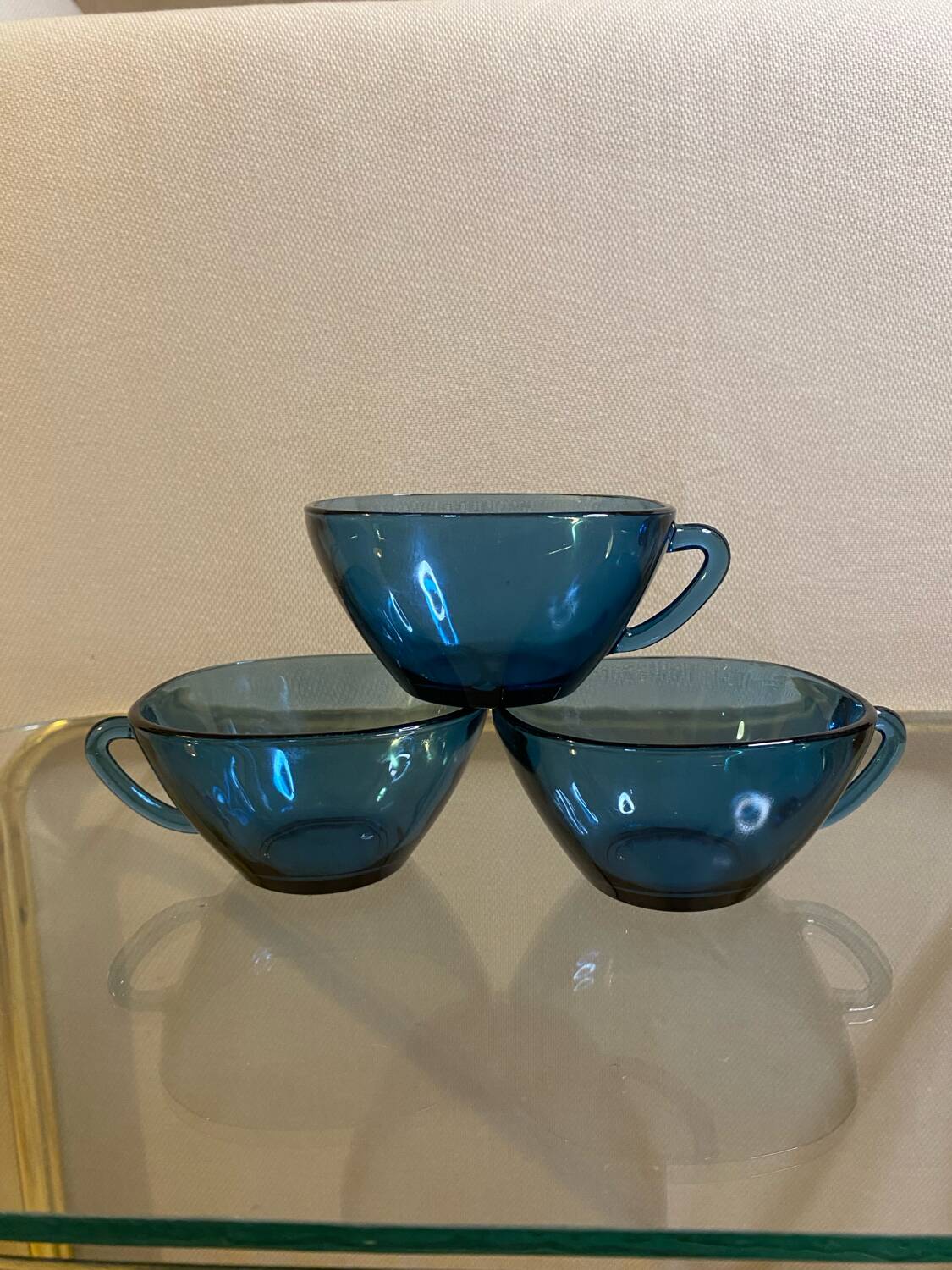 70s transparent blue coffee cups
