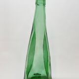 Ancienne Grande Bouteille En Verre Pressé Moulé Vert Écrasé Déformé