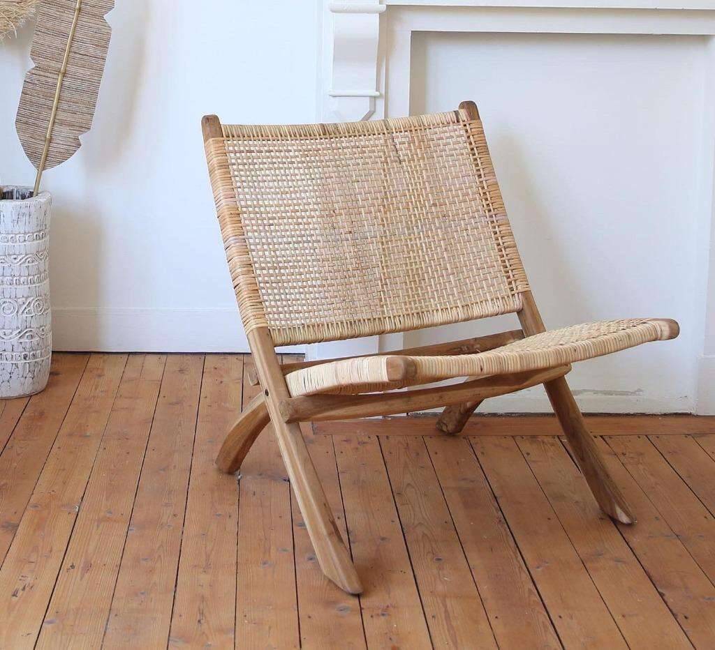 Siège / fauteuil / fauteuil pliant rétro en osier