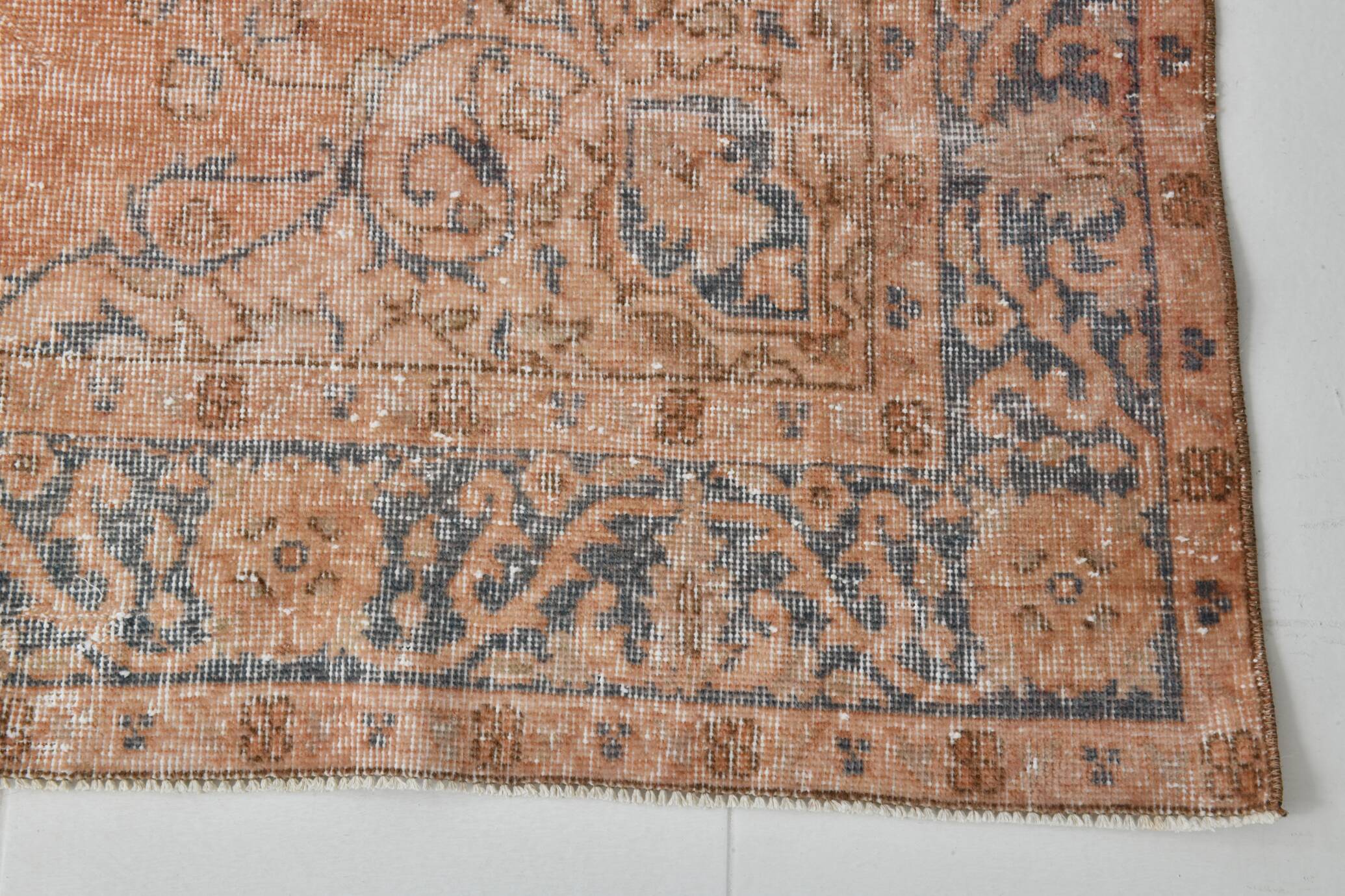 5'0 x 8'7 Ft Terracotta & Faded Blue Floral Vintage Persian Rug, 153x261 Cm